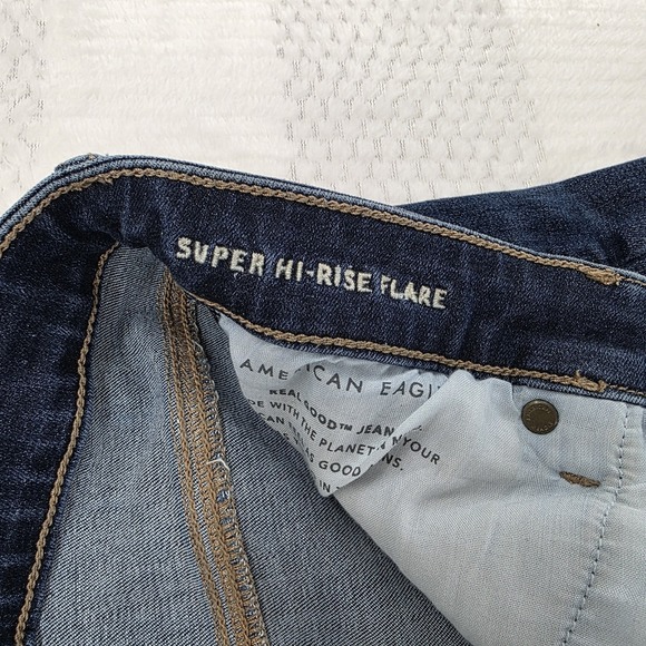 AE AMERICAN EAGLE 4 R SUPER HIGH RISE FLARE NEXT LEVEL STRETCH WOMENS JEANS - Picture 11 of 13